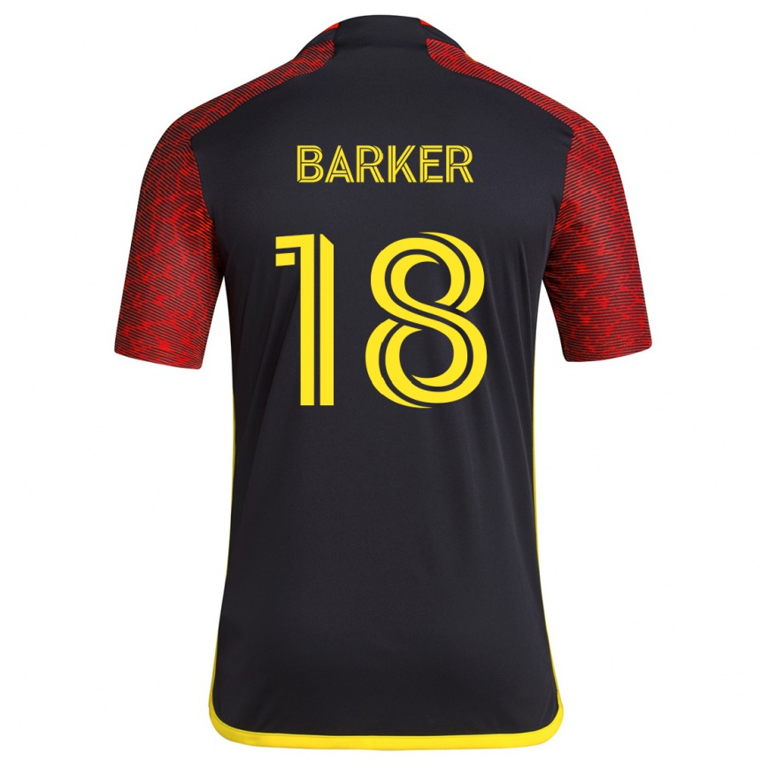 Niño Fútbol Camiseta Alicia Barker #18 Negro Rojo 2ª Equipación 2024/25