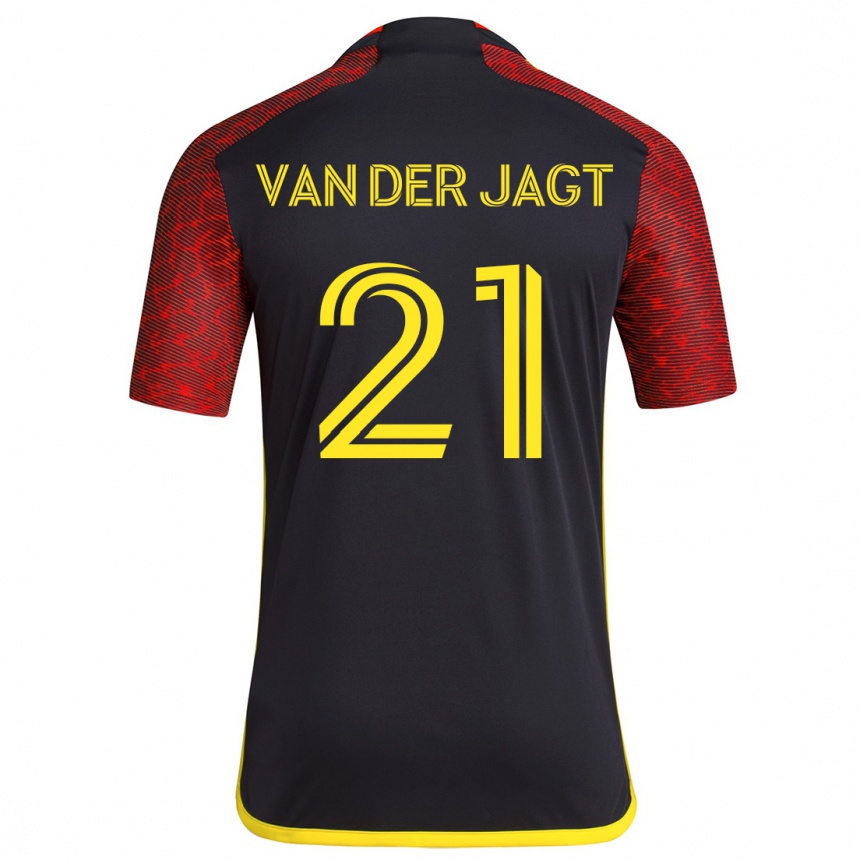 Niño Fútbol Camiseta Olivia Van Der Jagt #21 Negro Rojo 2ª Equipación 2024/25