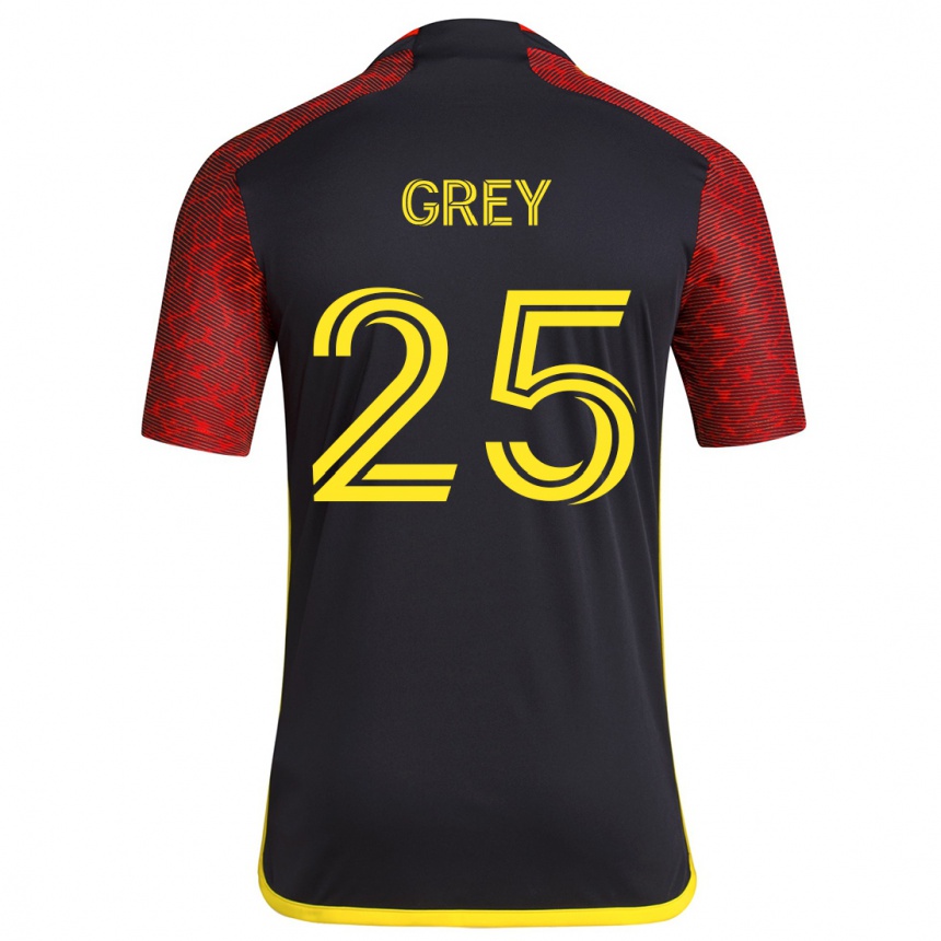 Niño Fútbol Camiseta Mireya Grey #25 Negro Rojo 2ª Equipación 2024/25