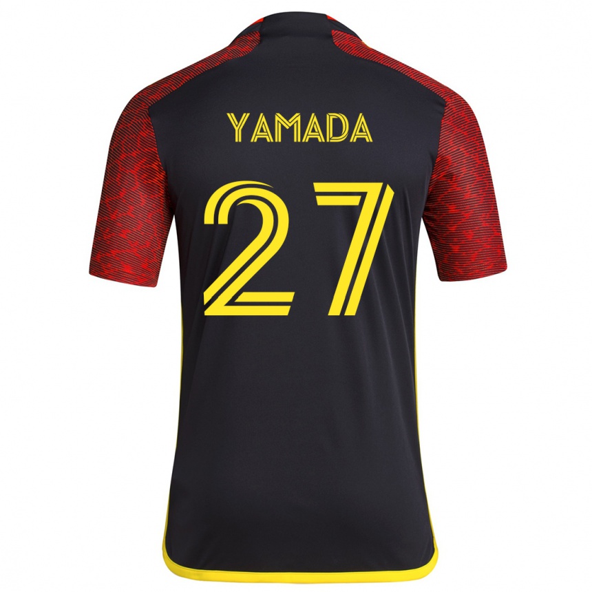 Niño Fútbol Camiseta Hikari Yamada #27 Negro Rojo 2ª Equipación 2024/25