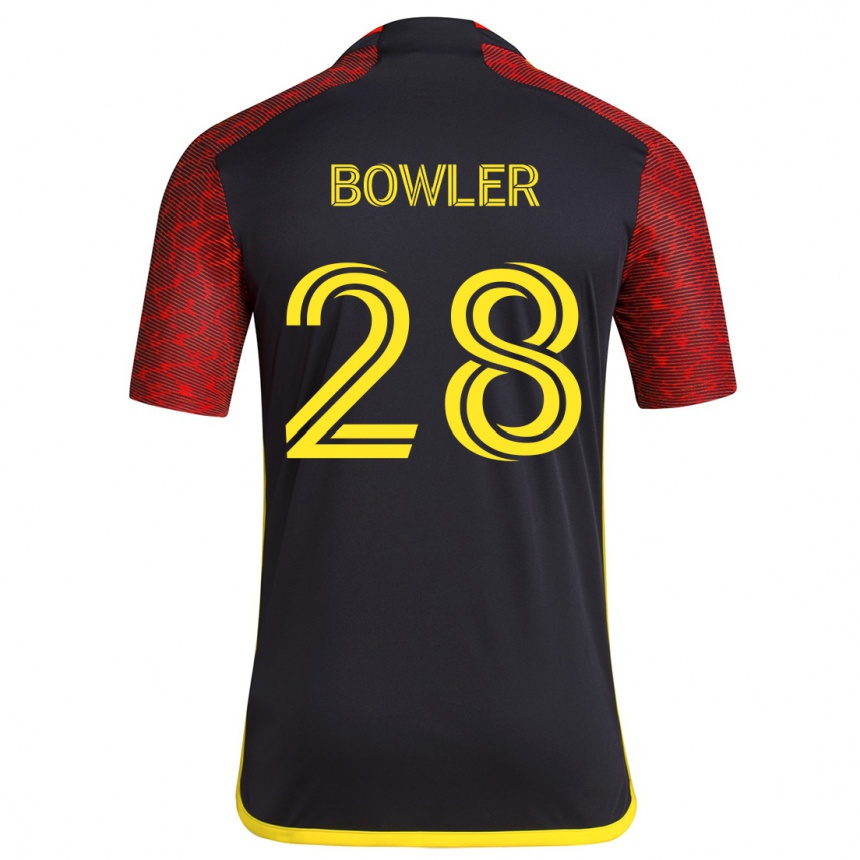 Niño Fútbol Camiseta Rachel Bowler #28 Negro Rojo 2ª Equipación 2024/25