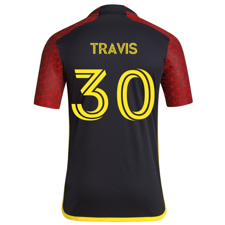 Niño Fútbol Camiseta Riley Travis #30 Negro Rojo 2ª Equipación 2024/25