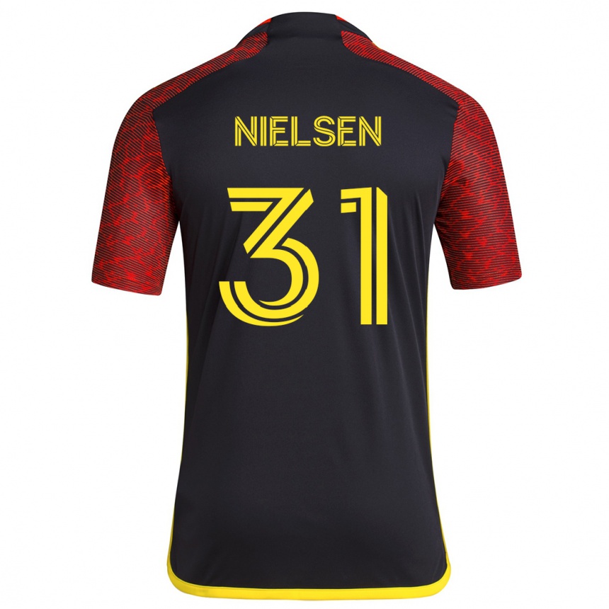 Niño Fútbol Camiseta Madeline Nielsen #31 Negro Rojo 2ª Equipación 2024/25