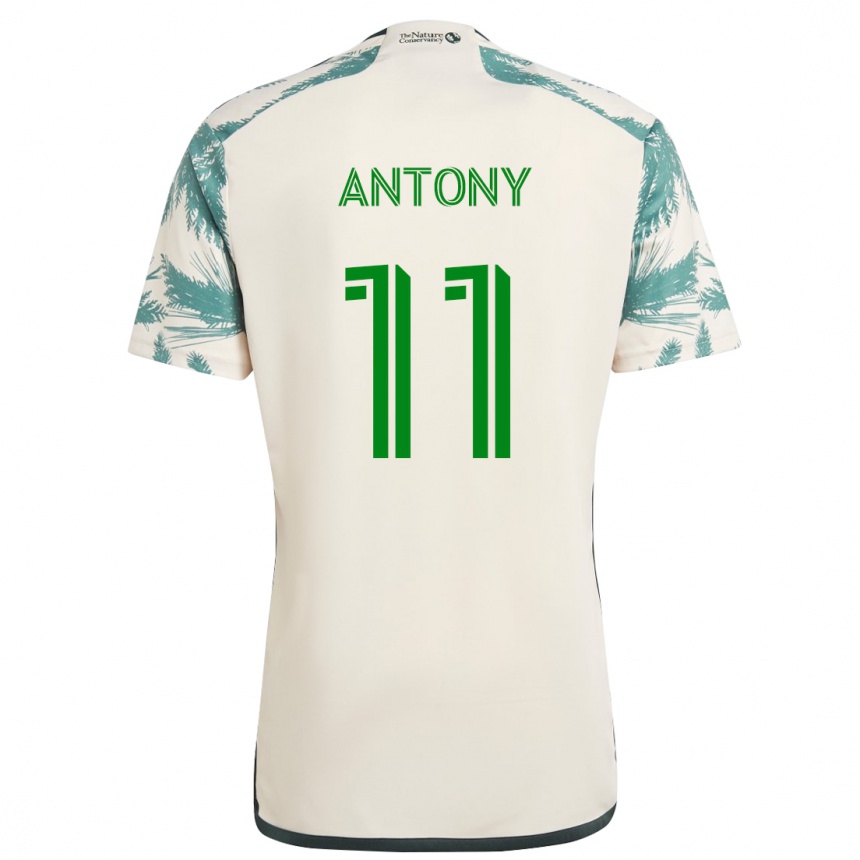 Niño Fútbol Camiseta Antony #11 Beige Marrón 2ª Equipación 2024/25