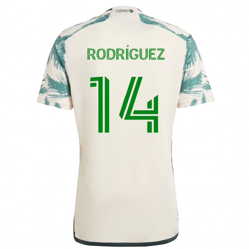 Niño Fútbol Camiseta Jonathan Rodríguez #14 Beige Marrón 2ª Equipación 2024/25