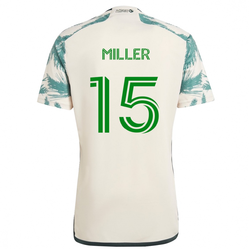 Niño Fútbol Camiseta Eric Miller #15 Beige Marrón 2ª Equipación 2024/25