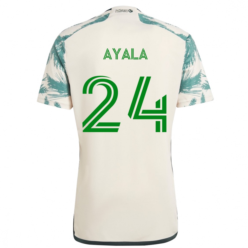 Niño Fútbol Camiseta David Ayala #24 Beige Marrón 2ª Equipación 2024/25