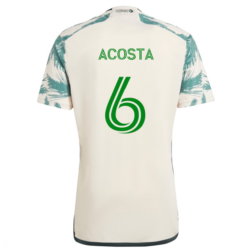 Niño Fútbol Camiseta Bryan Acosta #6 Beige Marrón 2ª Equipación 2024/25