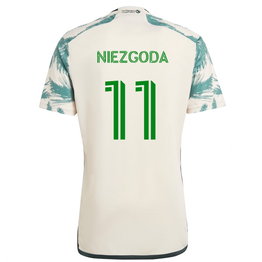 Niño Fútbol Camiseta Jaroslaw Niezgoda #11 Beige Marrón 2ª Equipación 2024/25