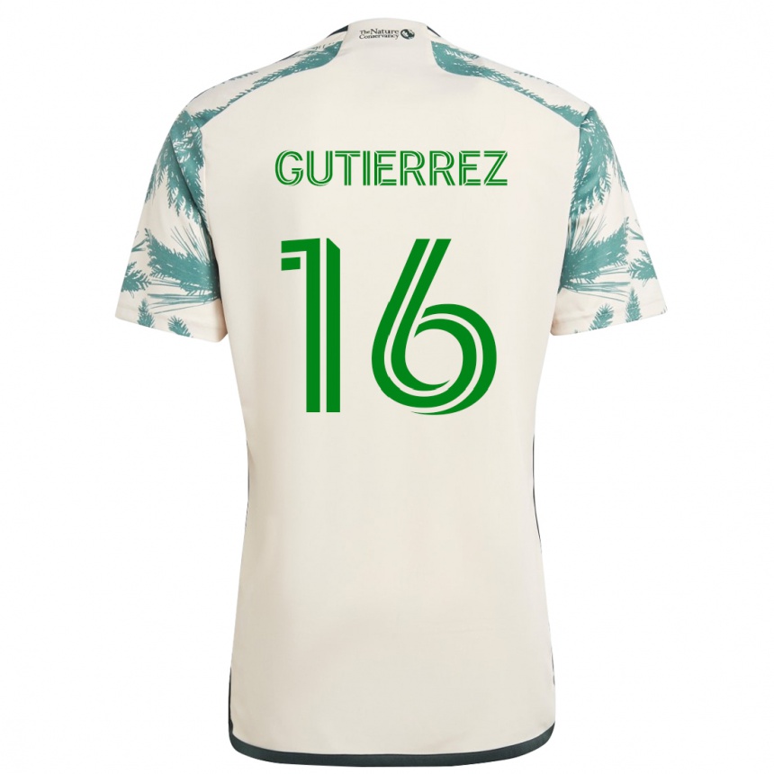 Niño Fútbol Camiseta Diego Gutiérrez #16 Beige Marrón 2ª Equipación 2024/25