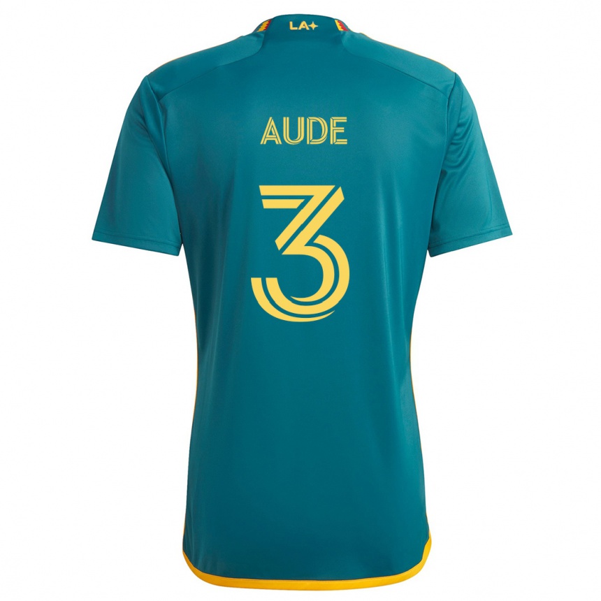 Niño Fútbol Camiseta Julián Aude #3 Verde Amarillo 2ª Equipación 2024/25