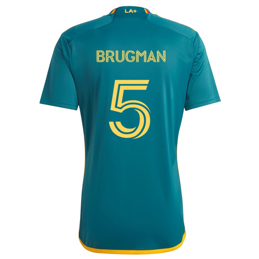 Niño Fútbol Camiseta Gastón Brugman #5 Verde Amarillo 2ª Equipación 2024/25