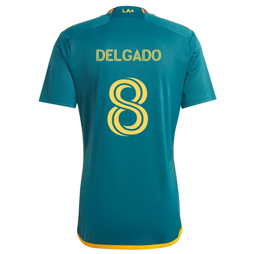 Niño Fútbol Camiseta Mark Delgado #8 Verde Amarillo 2ª Equipación 2024/25