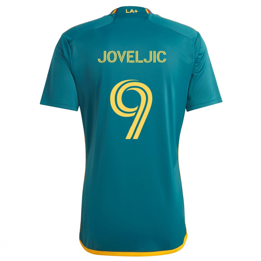 Niño Fútbol Camiseta Dejan Joveljic #9 Verde Amarillo 2ª Equipación 2024/25