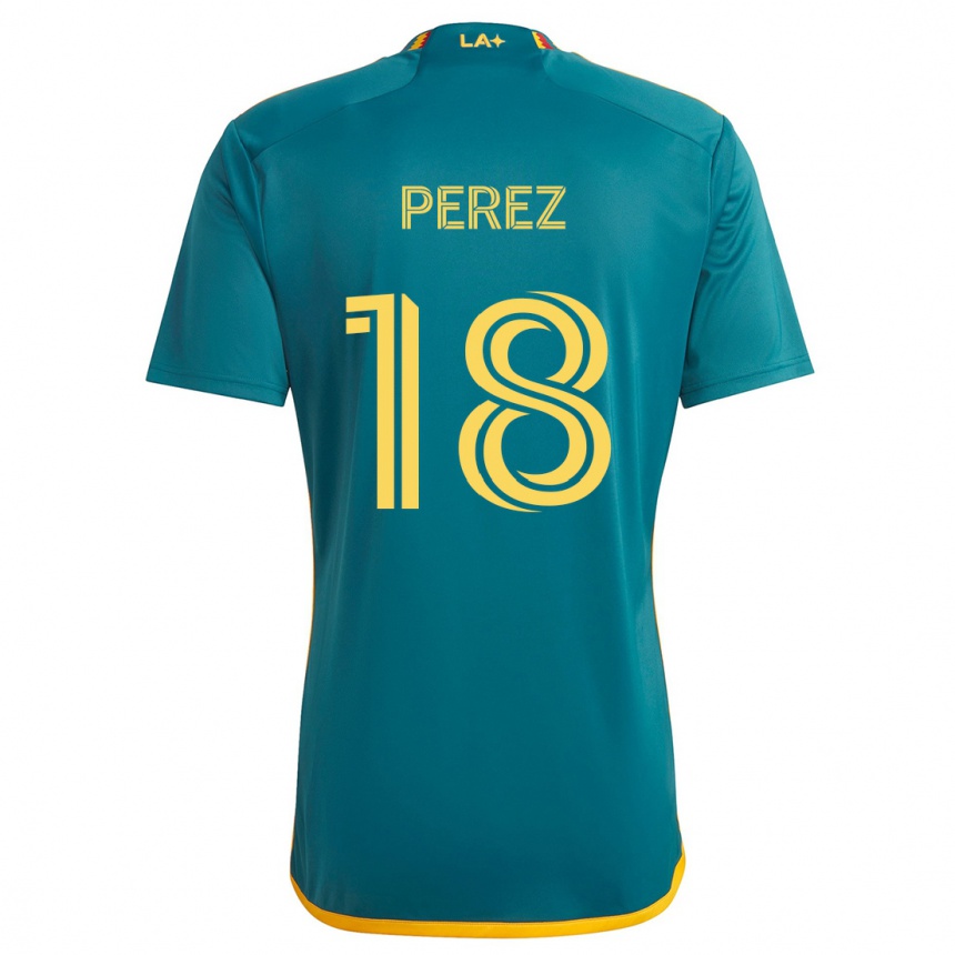 Niño Fútbol Camiseta Jonathan Pérez #18 Verde Amarillo 2ª Equipación 2024/25