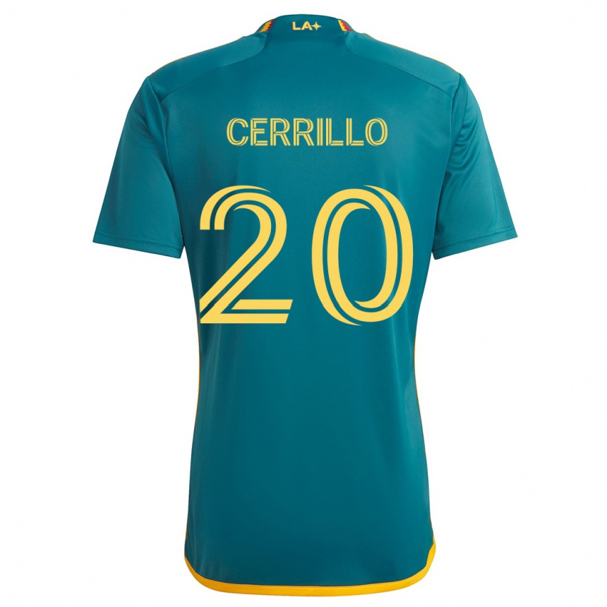 Niño Fútbol Camiseta Edwin Cerrillo #20 Verde Amarillo 2ª Equipación 2024/25