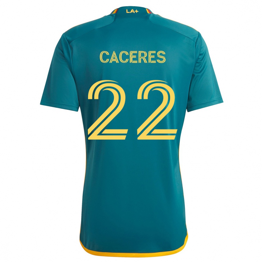 Niño Fútbol Camiseta Martín Cáceres #22 Verde Amarillo 2ª Equipación 2024/25