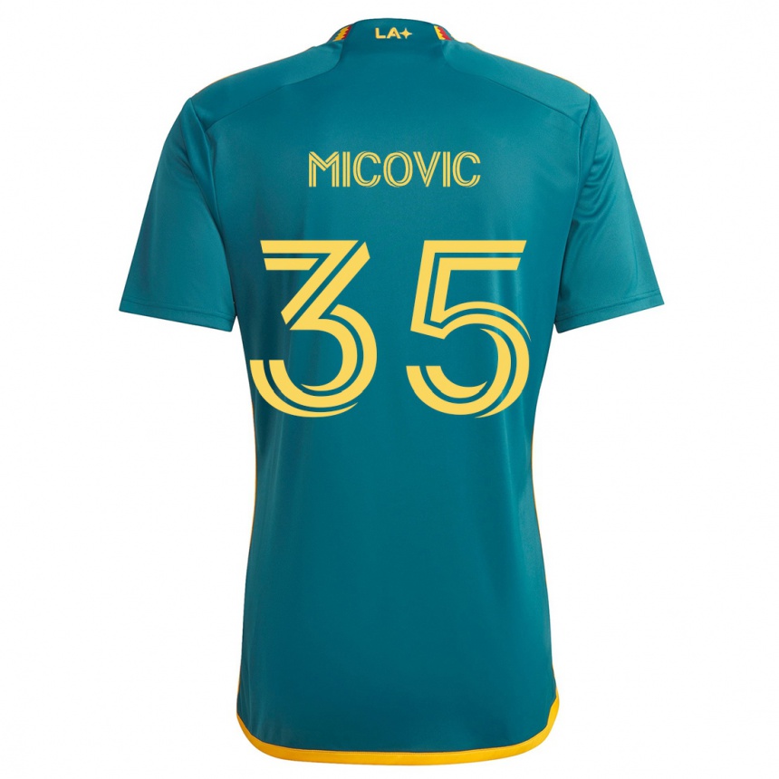 Niño Fútbol Camiseta Novak Micovic #35 Verde Amarillo 2ª Equipación 2024/25