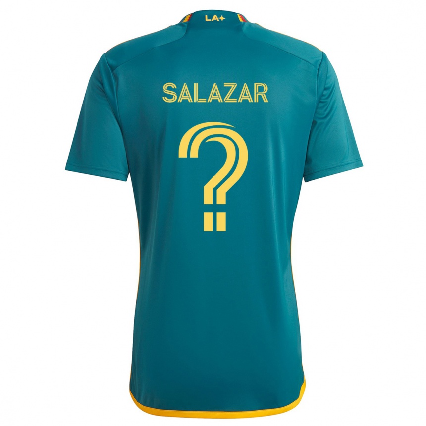 Niño Fútbol Camiseta Enrique Salazar #0 Verde Amarillo 2ª Equipación 2024/25