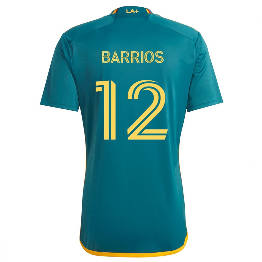 Niño Fútbol Camiseta Michael Barrios #12 Verde Amarillo 2ª Equipación 2024/25