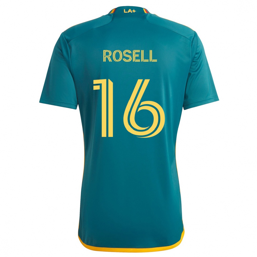 Niño Fútbol Camiseta Uri Rosell #16 Verde Amarillo 2ª Equipación 2024/25