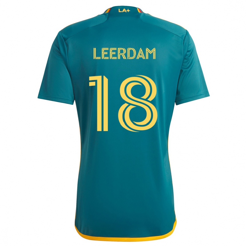 Niño Fútbol Camiseta Kelvin Leerdam #18 Verde Amarillo 2ª Equipación 2024/25