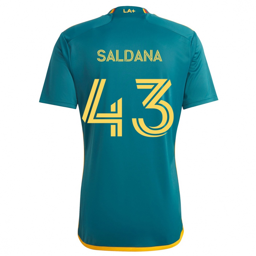 Niño Fútbol Camiseta Adam Saldaña #43 Verde Amarillo 2ª Equipación 2024/25