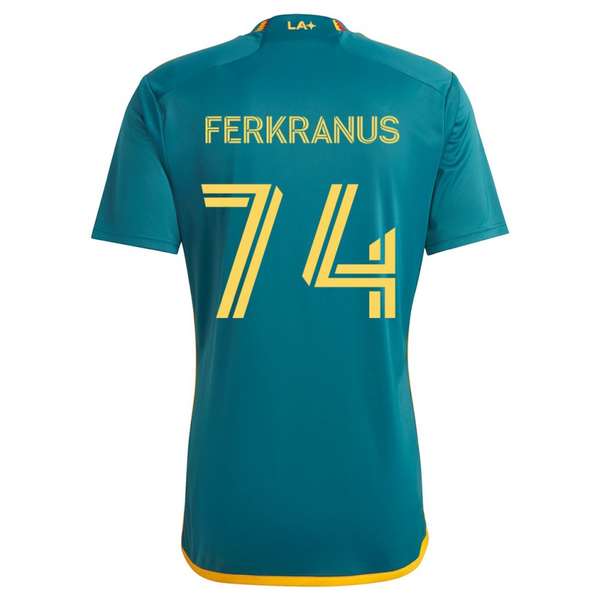 Niño Fútbol Camiseta Marcus Ferkranus #74 Verde Amarillo 2ª Equipación 2024/25