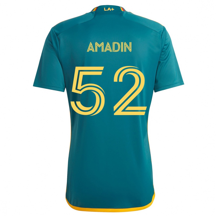 Niño Fútbol Camiseta Elijah Amadin #52 Verde Amarillo 2ª Equipación 2024/25