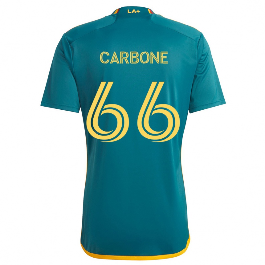 Niño Fútbol Camiseta Matteo Carbone #66 Verde Amarillo 2ª Equipación 2024/25