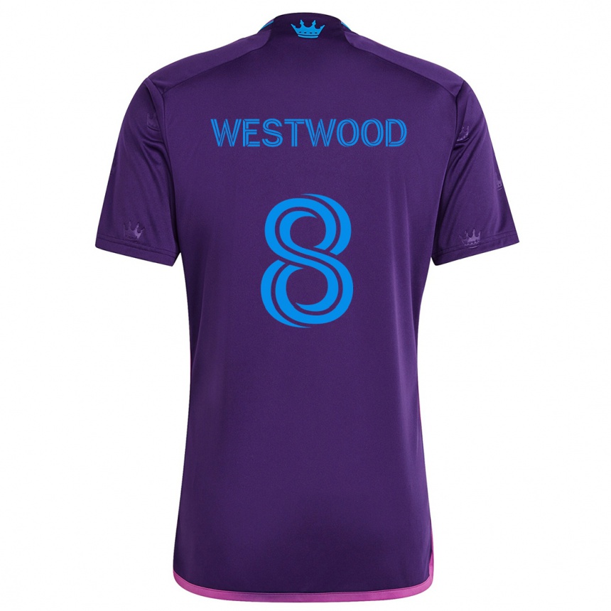 Niño Fútbol Camiseta Ashley Westwood #8 Azul Morado 2ª Equipación 2024/25