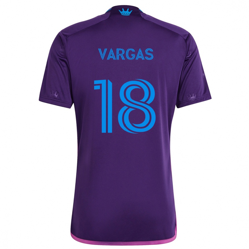 Niño Fútbol Camiseta Kerwin Vargas #18 Azul Morado 2ª Equipación 2024/25