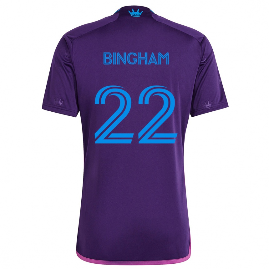 Niño Fútbol Camiseta David Bingham #22 Azul Morado 2ª Equipación 2024/25