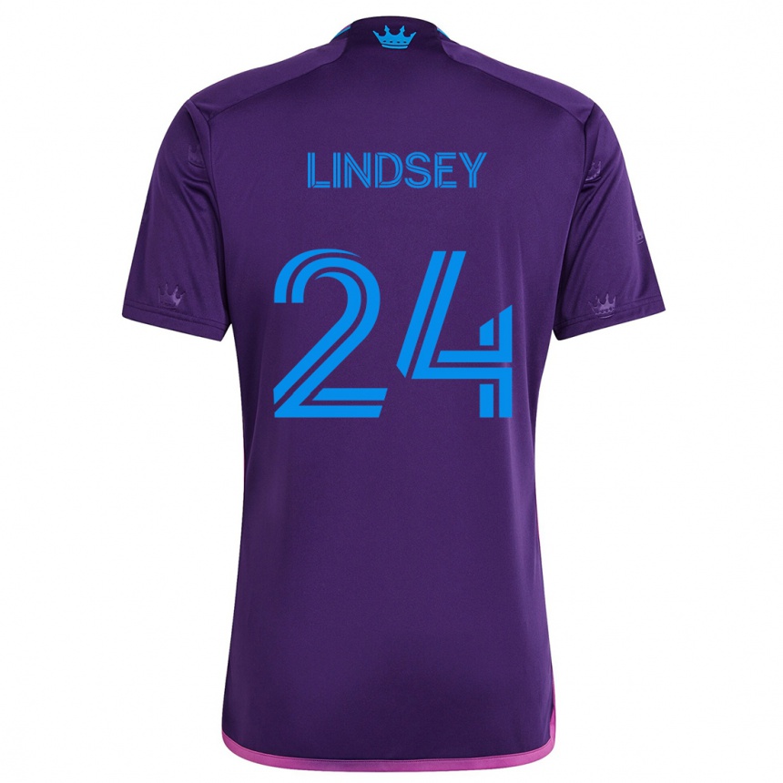 Niño Fútbol Camiseta Jaylin Lindsey #24 Azul Morado 2ª Equipación 2024/25