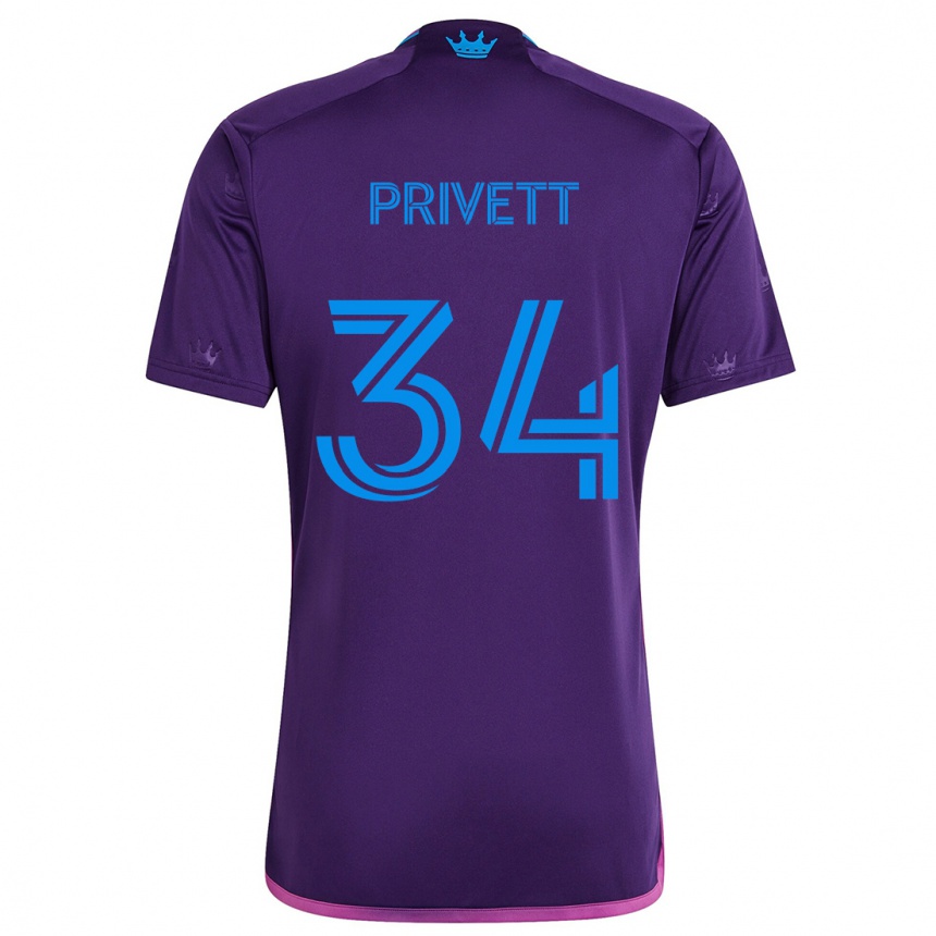 Niño Fútbol Camiseta Andrew Privett #34 Azul Morado 2ª Equipación 2024/25