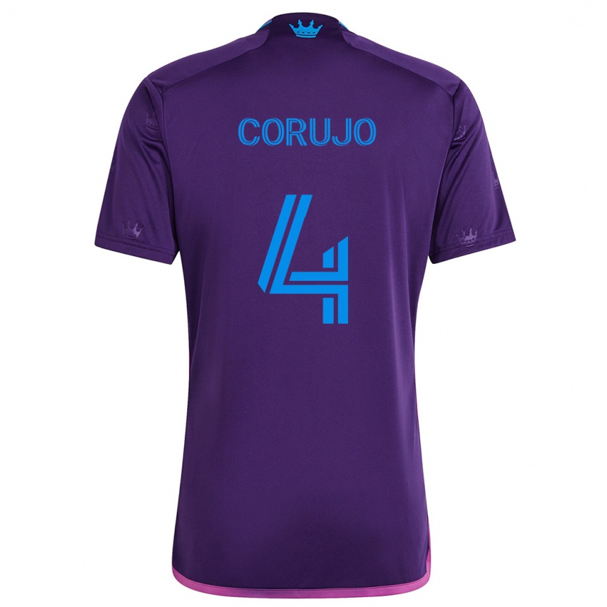 Niño Fútbol Camiseta Guzmán Corujo #4 Azul Morado 2ª Equipación 2024/25