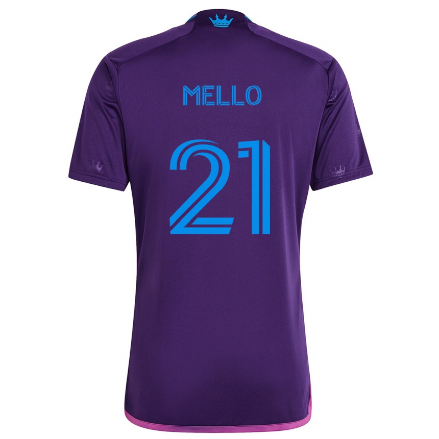 Niño Fútbol Camiseta Vinicius Mello #21 Azul Morado 2ª Equipación 2024/25