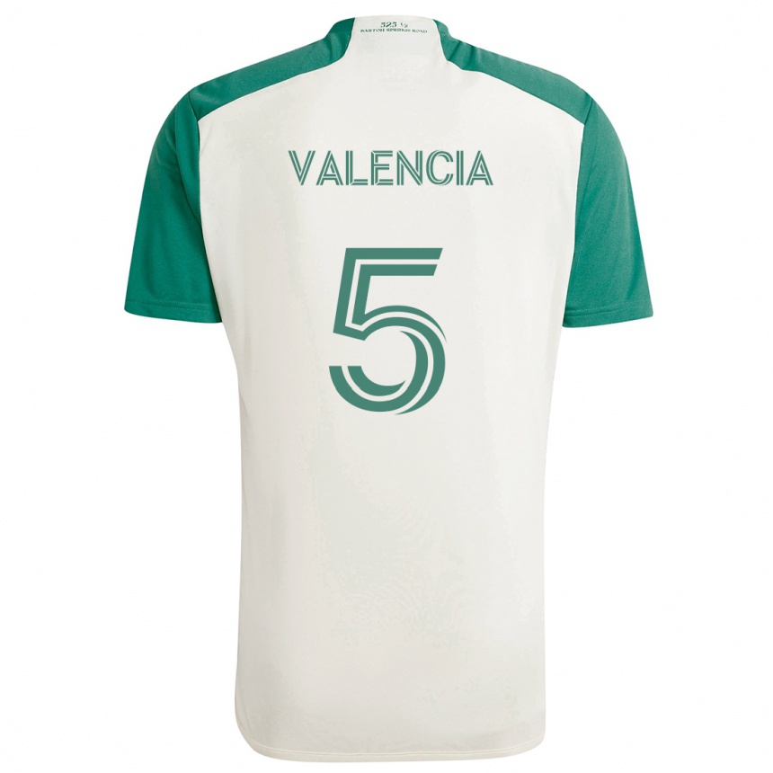 Niño Fútbol Camiseta Jhojan Valencia #5 Colores Tostados Verde 2ª Equipación 2024/25