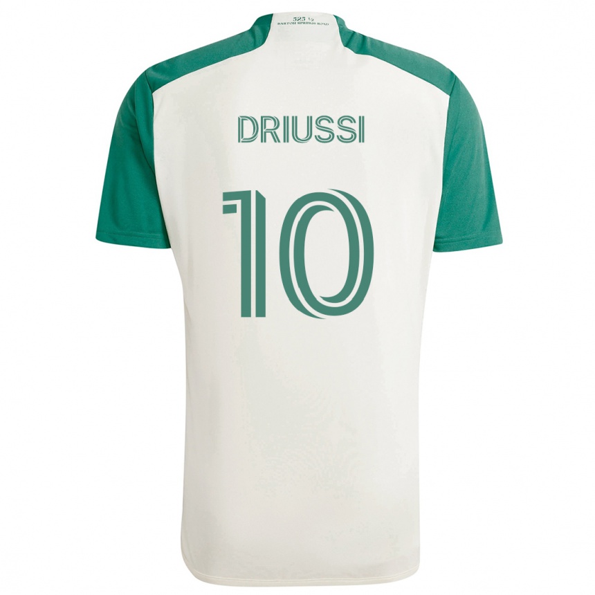 Niño Fútbol Camiseta Sebastián Driussi #10 Colores Tostados Verde 2ª Equipación 2024/25