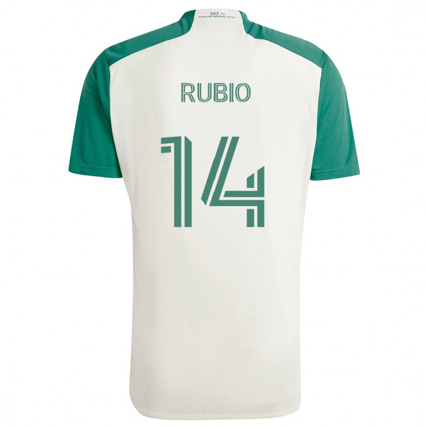 Niño Fútbol Camiseta Diego Rubio #14 Colores Tostados Verde 2ª Equipación 2024/25