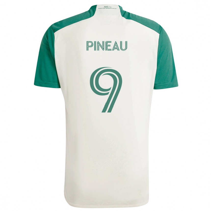 Niño Fútbol Camiseta Sebastien Pineau #9 Colores Tostados Verde 2ª Equipación 2024/25