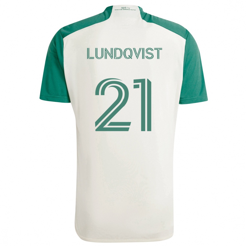 Niño Fútbol Camiseta Adam Lundqvist #21 Colores Tostados Verde 2ª Equipación 2024/25