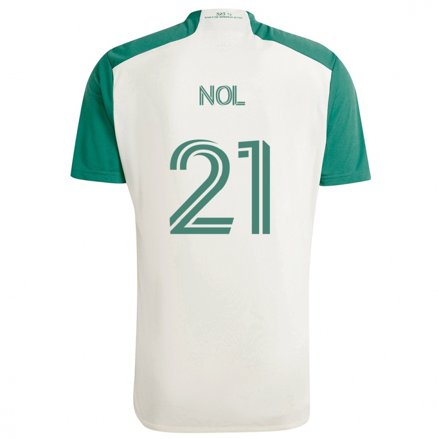 Niño Fútbol Camiseta Valentin Noël #21 Colores Tostados Verde 2ª Equipación 2024/25