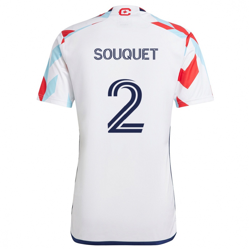 Niño Fútbol Camiseta Arnaud Souquet #2 Blanco Rojo Azul 2ª Equipación 2024/25