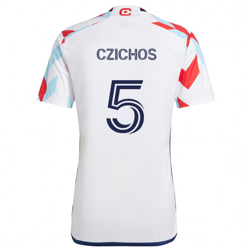 Niño Fútbol Camiseta Rafael Czichos #5 Blanco Rojo Azul 2ª Equipación 2024/25