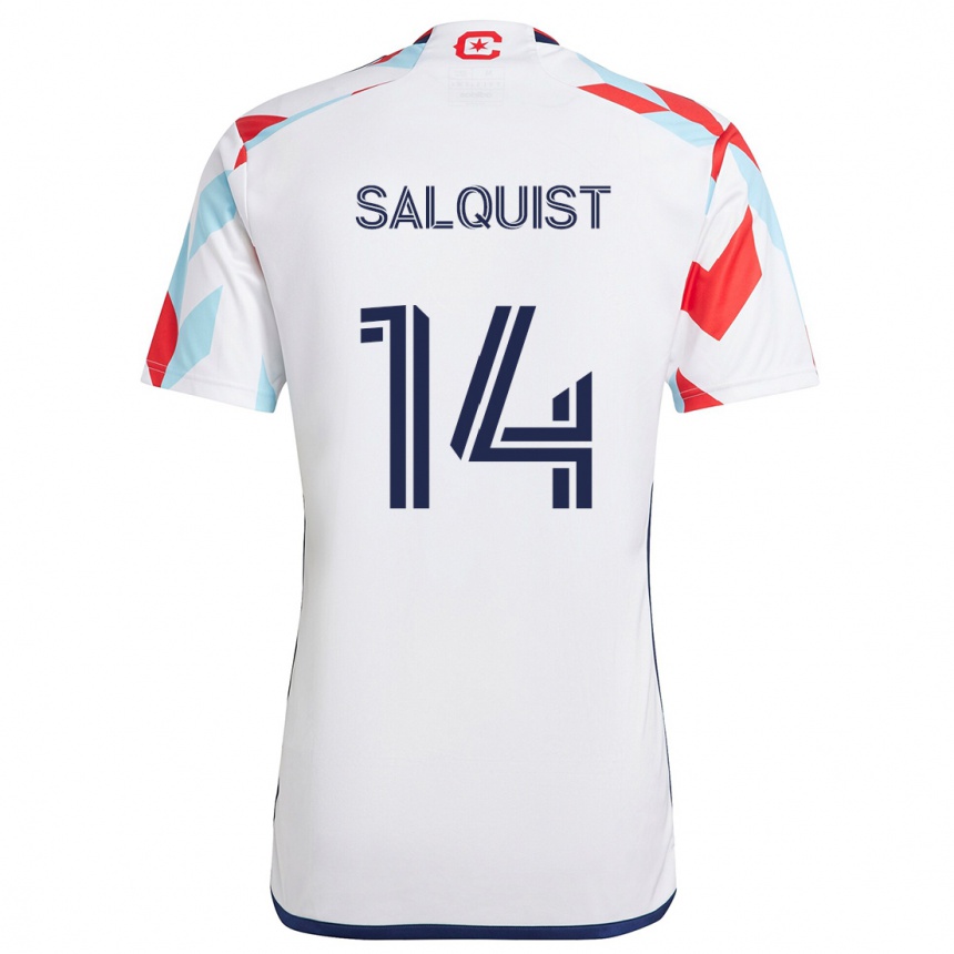 Niño Fútbol Camiseta Tobias Salquist #14 Blanco Rojo Azul 2ª Equipación 2024/25