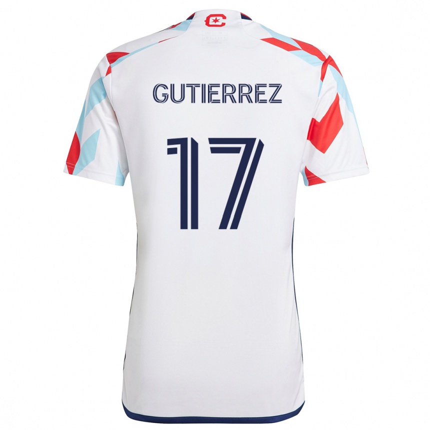 Niño Fútbol Camiseta Brian Gutiérrez #17 Blanco Rojo Azul 2ª Equipación 2024/25