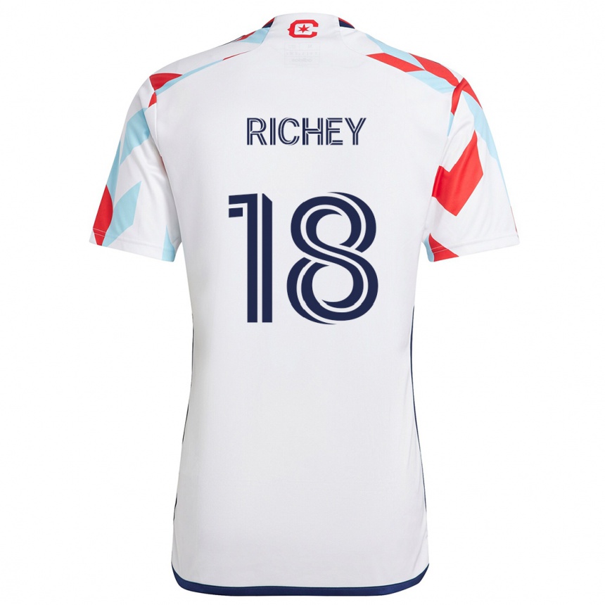 Niño Fútbol Camiseta Spencer Richey #18 Blanco Rojo Azul 2ª Equipación 2024/25