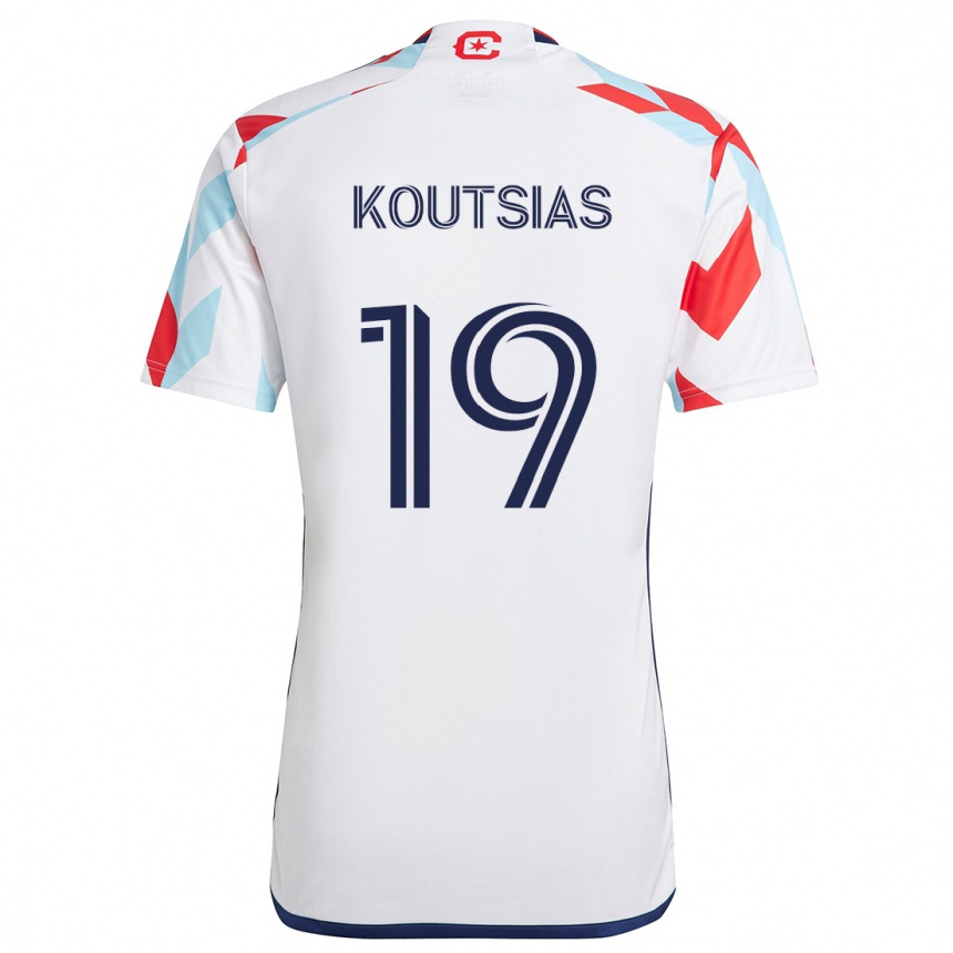 Niño Fútbol Camiseta Georgios Koutsias #19 Blanco Rojo Azul 2ª Equipación 2024/25