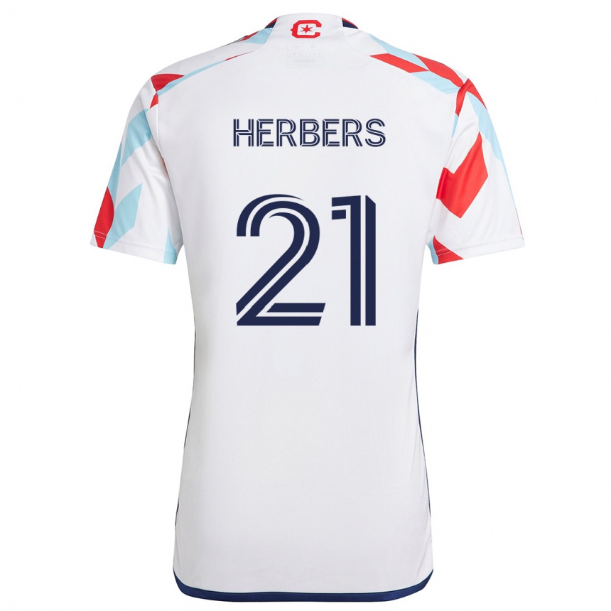 Niño Fútbol Camiseta Fabian Herbers #21 Blanco Rojo Azul 2ª Equipación 2024/25